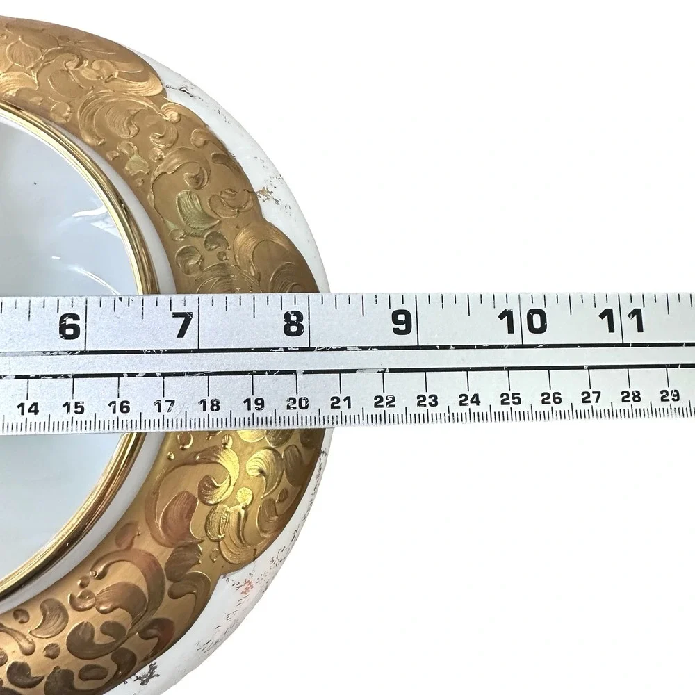 Vintage‎ Empoli Circus Tent Italy White Milk Glass Gold Encrusted Candy Dish Lid
